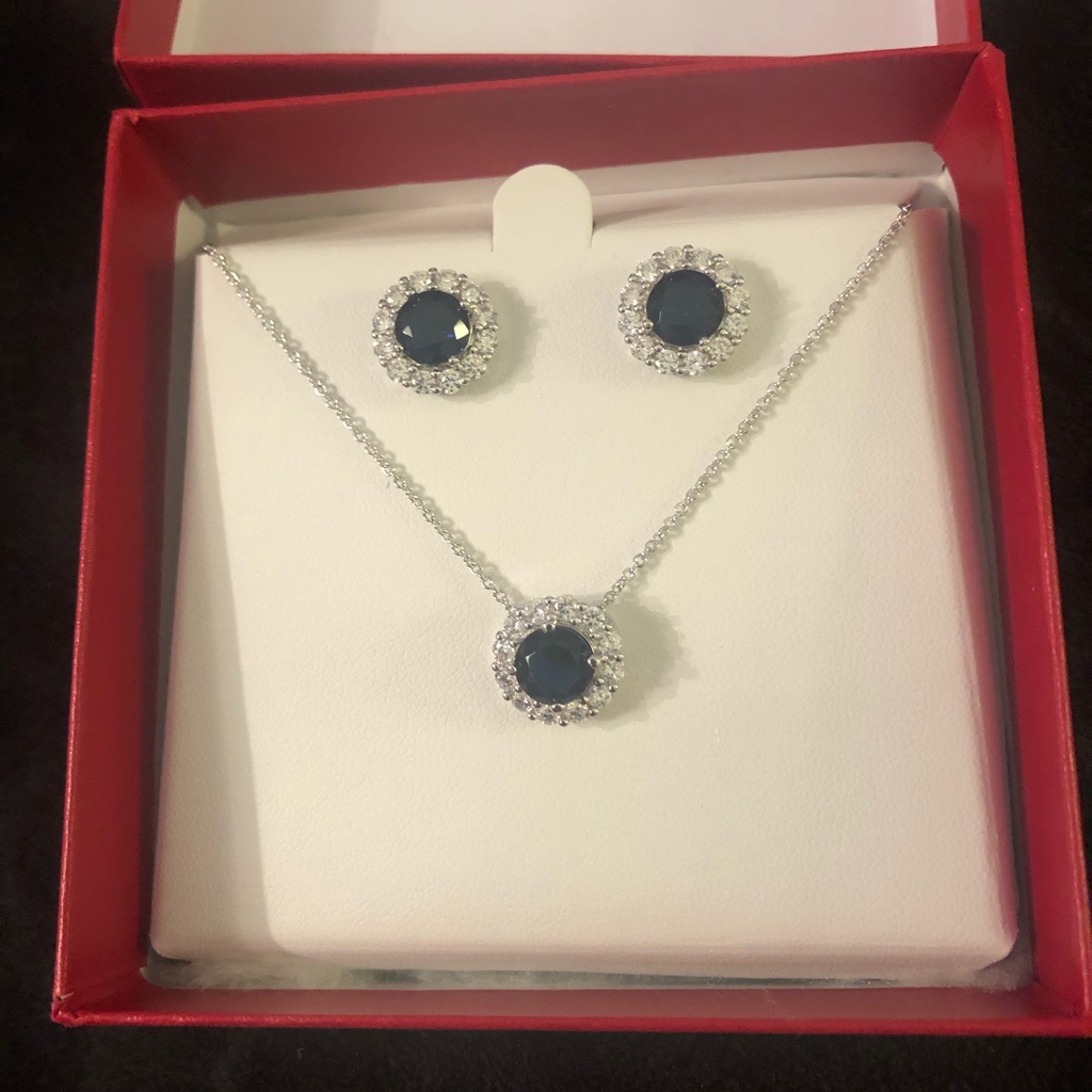 Savvy Cie Synthetic Cz Necklace And Earrings Set